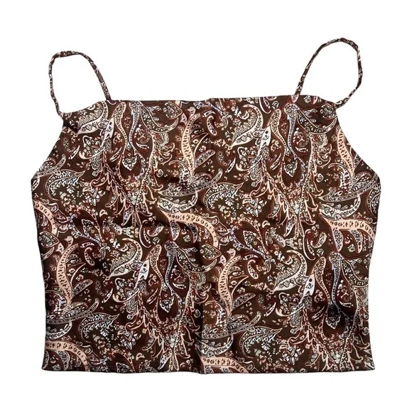 Hollister Crop Satin Cowl Neck Chestnut Brown Cami Small - Picture 1 of 6